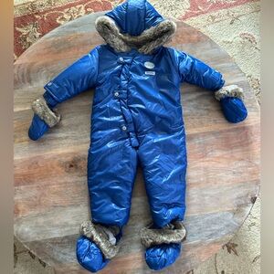 Vintage Asorba Baby Snowsuit with detachable Mittens & Booties Sz 6-9m